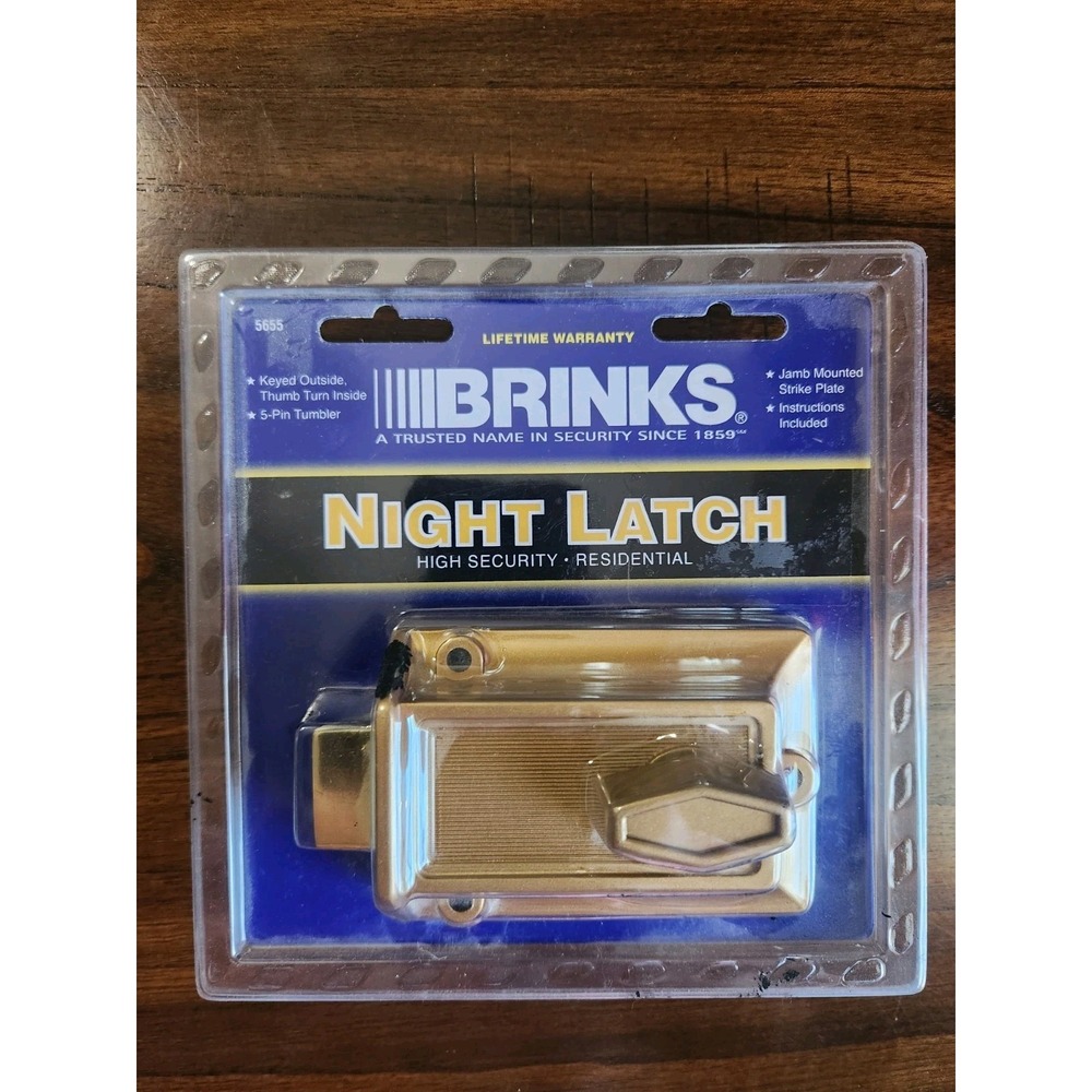 Brinks 5655 Night Latch Lock High Security Residential 5-Pin Tumbler Brass NEW